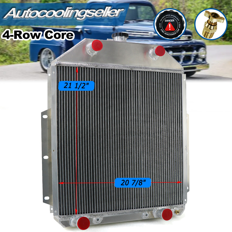 4-ROW RADIATOR FOR 1942-1952 FORD F-SERIES F1 F2 F3 PICKUP FLATHEAD V8 GAS