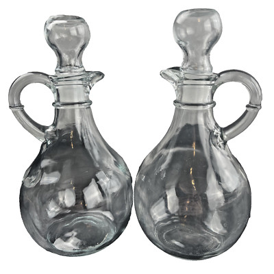 Anchor Hocking Glass Vinegar Oil Cruets W/Stoppers Salad Dressing Dispenser 4/12