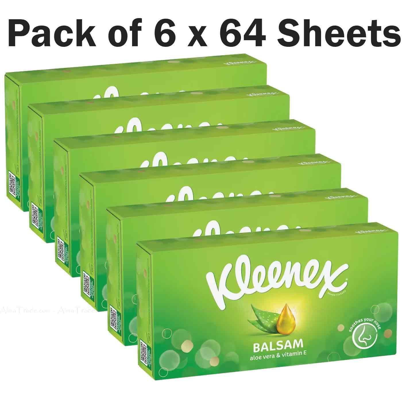 Kleenex Balsam Facial Tissues Superior Soothing Balm Care -Pack of 6 Boxes