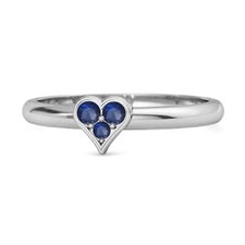 Sparkling Heart Shaped 2 MM Round Natural Blue Sapphire 925 Sterling Silver Ring