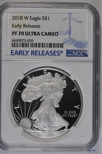 2018 W 1oz Silver Eagle NGC PF70 UCAM - Early Releases - Blue Label