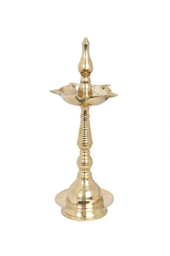 Brass Fancy Kerala Diya Oil Lamp Stand for Puja Home Decoration Items Temple 5In - Picture 3 of 3