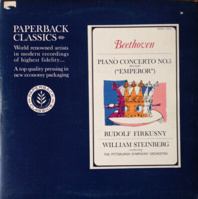 LP Beethoven Piano Concerto No. 5 In E Flat (''Emperor'') MONO PaperBack Class