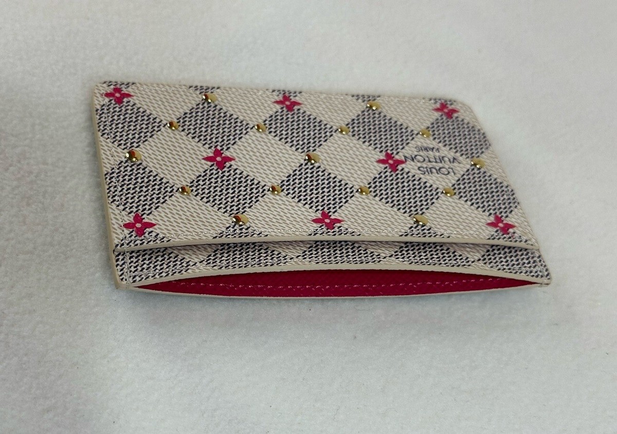 Louis Vuitton Damier Azur Studded Flower Card Holder N64613 Box