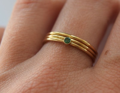 Emerald ring, gold filled stacking 