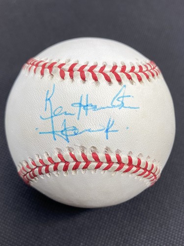 Ken Hawk Harrelson Signed Baseball HOF Frick White Sox A's
