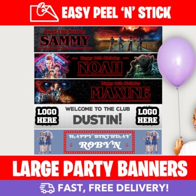Stranger Things personalisiertes selbstklebendes Banner Geburtstagsparty - EXTRA GROSS!