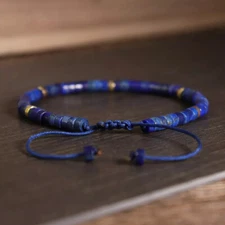 Natural Lapis Lazuli Stone Dainty Bracelet Blue Gemstone Braided bracelet USA