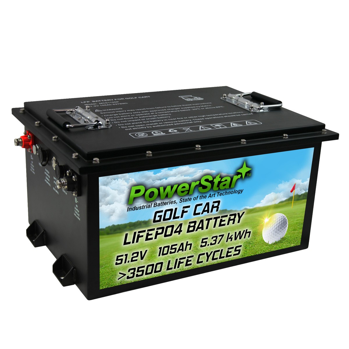 PowerStar 48V 105Ah LiFePO4 Battery for Electric Golf Carts Deep