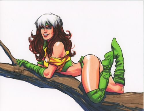 Sexy Rogue X-Men Savage Land Pin Up Wolverine Phoenix original art - Zdjęcie 1 z 1