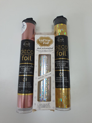 Deko Folie Transferfolien Rosa Quarz, Gold Silber Glasbruch Konvolut x 3