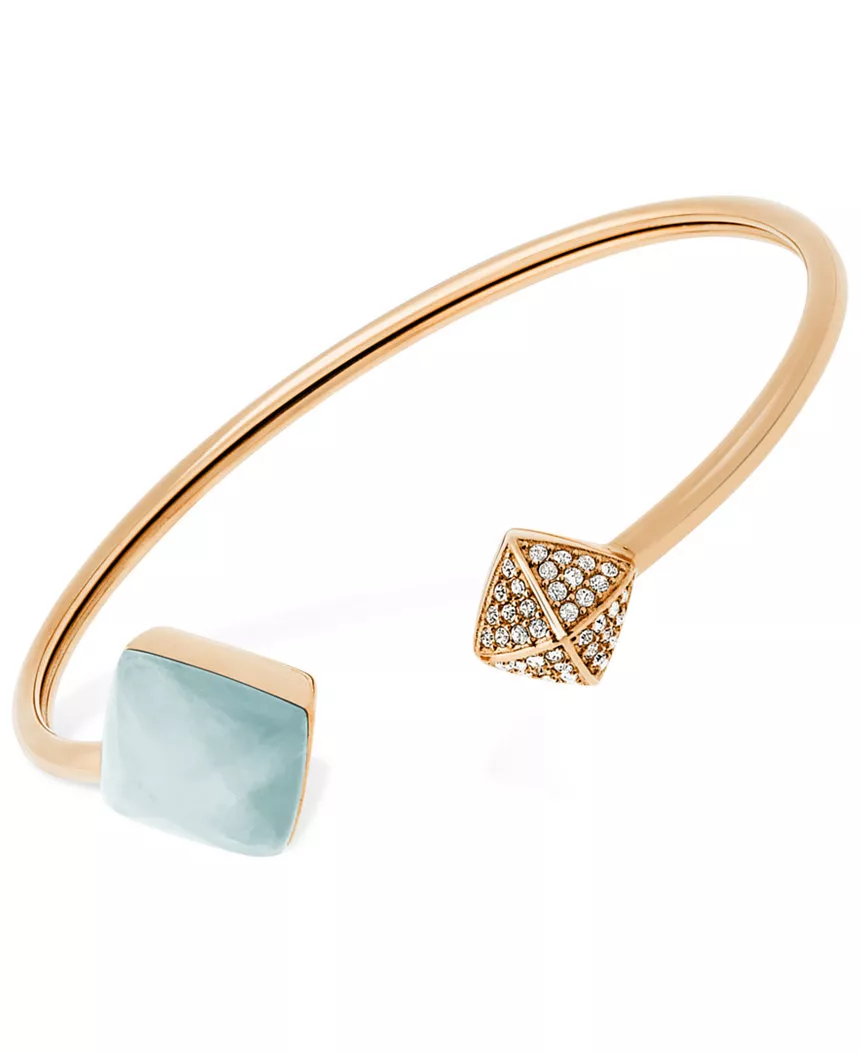 NWT Michael Kors Semi Precious Amazonite Pyramid Green Flex Bracelet MKJ5224
