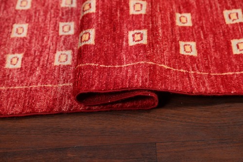 Trendy Gabbeh Kashkoli Red Wool Modern 10' Runner Rug 3x10 ft Handmade - Picture 10 of 17