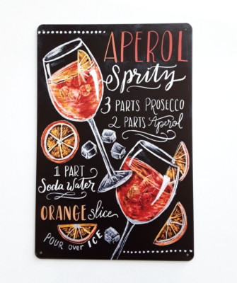 Blechschild Retro Aperol Spritz Cocktail  Küche Deko Geschenk Bar Wand 20x30cm