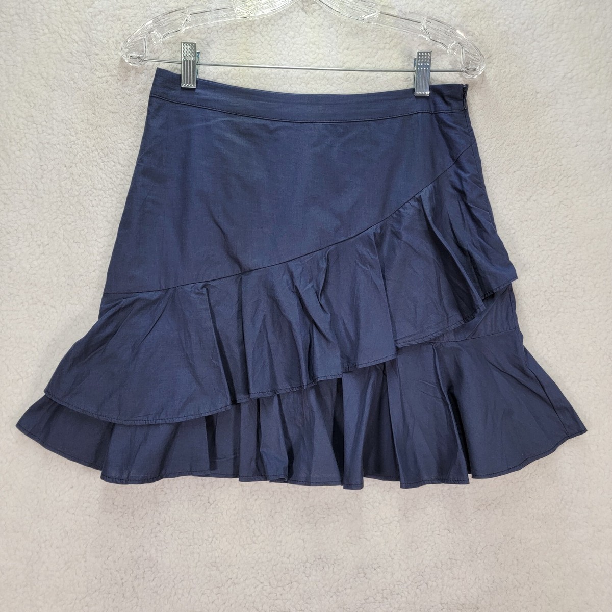Navy Blue Ruffle Flowy Western Sexy Cowgirl A Line Mini Womens