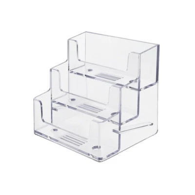 LINCE DISPLAY LIMITED 3-Tier Landscape Business Card Holder for Efficient Desktop Display and Organiza