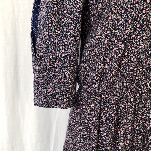 Vintage Byer Too! Midi Dress Size XXS-XS Floral 70s 80s Cotton Pink Navy Cottage - Picture 10 of 16