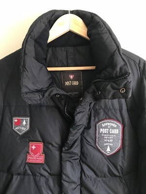 Men's Post Card Italy Real Duck Down Black Jacket size ~L