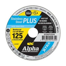 Alpha Xtra Stainless Plus 125 x 1.0mm Cutting Disc | 10 Pack