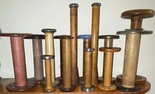 Lot 13 Vintage Large Industrial Wood Bobbin Spool Primitive Wooden Textile Decor