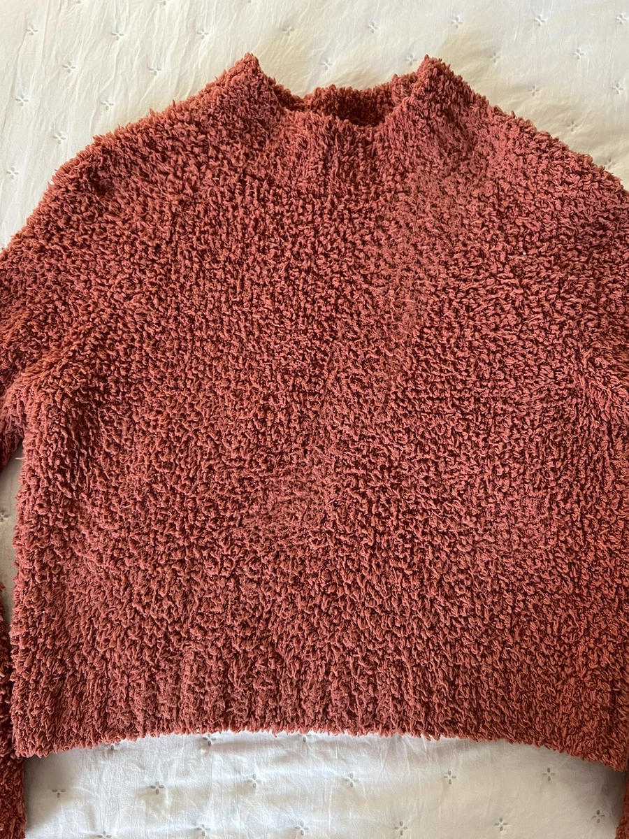 Sherpa Cropped Sweater Fuzzy Brick Orange Forever 21 Small eBay