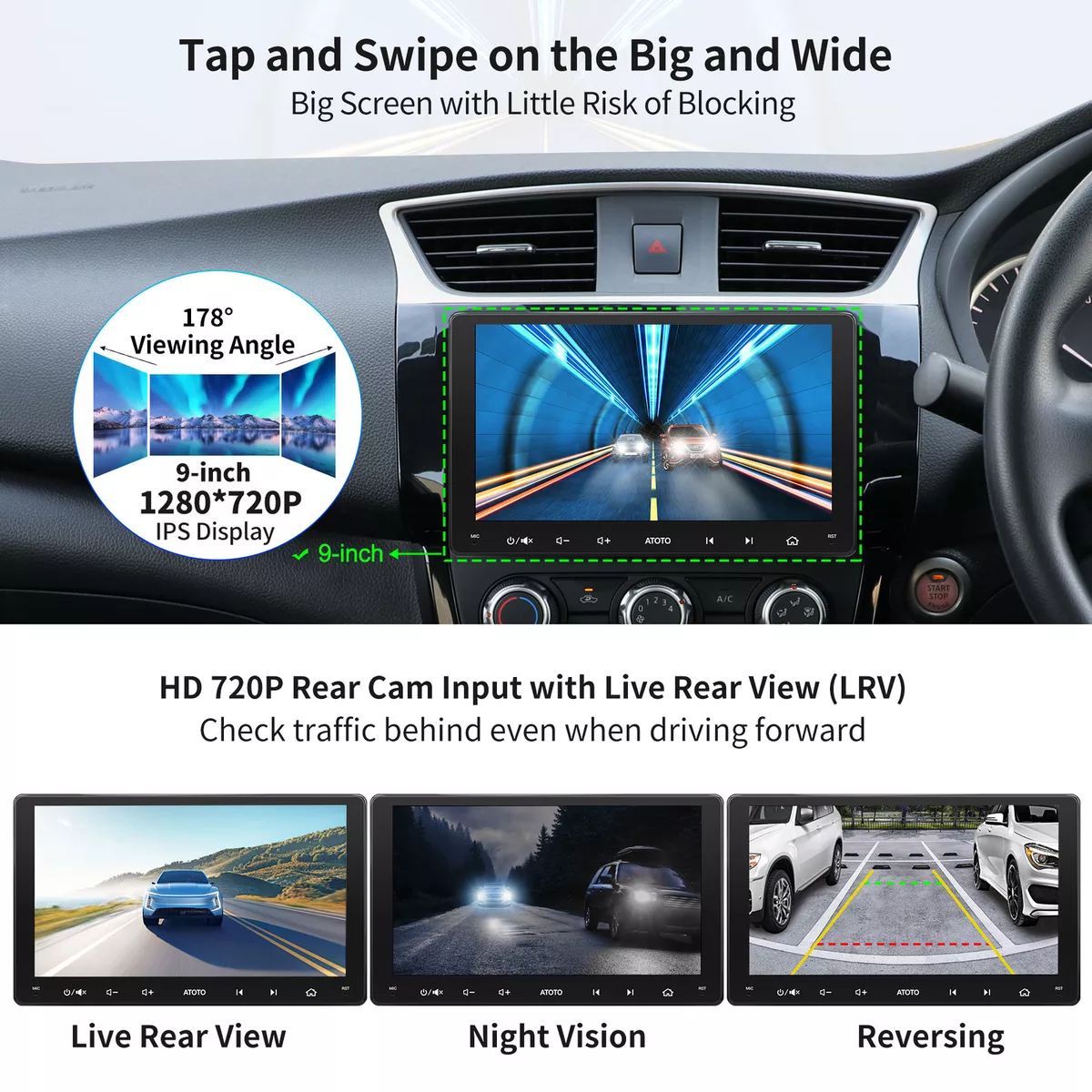 ATOTO A6 PF 7 2DIN Car Stereo Wireless Android Auto & Carplay + Rearview  Camera