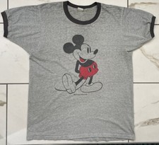 Vintage 70s Mickey Mouse Ringer Tshirt XL Walt Disney Character Tropix T G2U