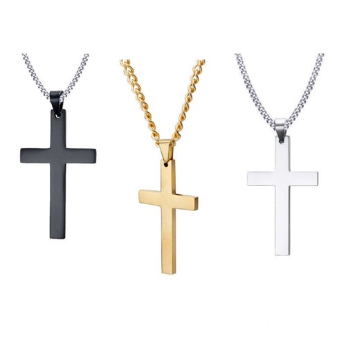 Men' Silver Cross Chain Crucifix Jesus 