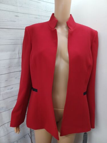 Tahari Arthur Levine Open Cardigan Red Black Sz 12 NWT