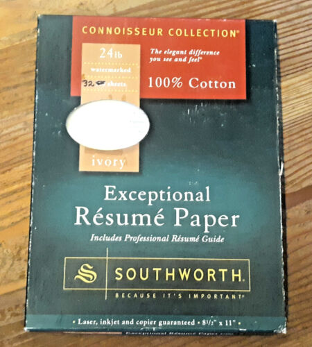 SOUTHWORTH 'Connoisseur Collection' Exceptional Resume Paper 32 sheets Ivory NIP