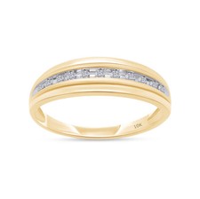 Men's Wedding Engagement Band Ring 1/10ct Natural Diamond 10K Yellow Gold