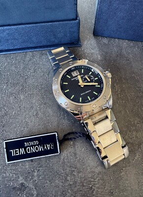 Raymond Weil Sport Dual Time Herren schwarzes Zifferblatt 8200-ST-2000 Sehr Gut