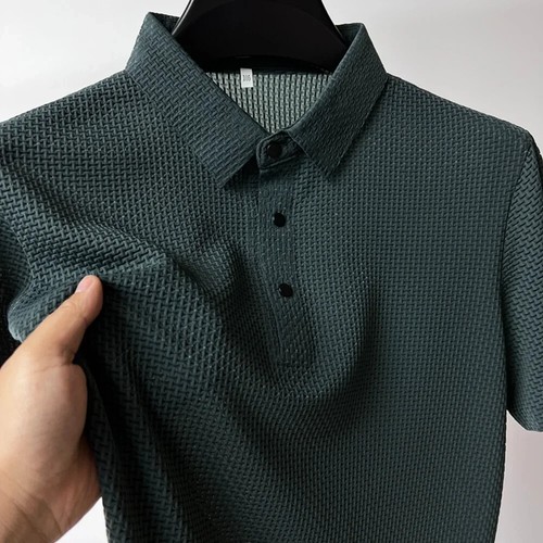 Verano Nuevo Para hombres Lop-up Hueco Manga Corta Polo Camiseta Seda Hielo Transpirable - Imagen 10 de 30