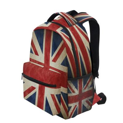 Union‎ Jack British England UK canvas faux leather red white & blue backpack Faux Leather Glitter Vinyl Union Jack London Coronation  main image 3