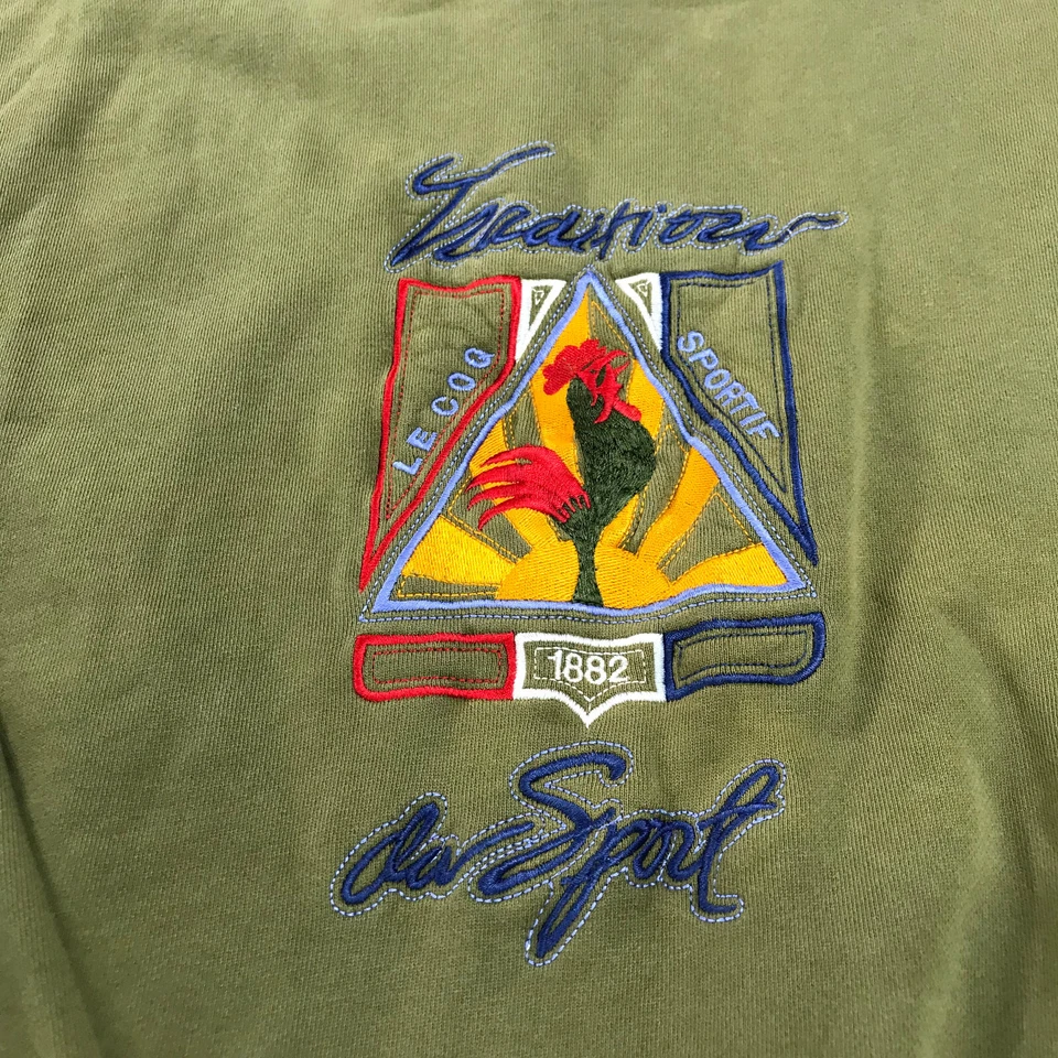 Suéter Le-Cog Sportif Vintage Años 90 Para Hombre Sudadera Grande Logotipo Distress Verde Foto 4 de 4