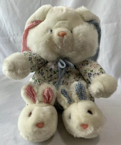 Vintage World Of Smile Bunny Easter Rabbit Plush Floral Quilted 