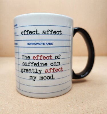 Affect-Effect of Caffeine Grammar Rules 11 Ounce Ceramic Mug White Lined Paper