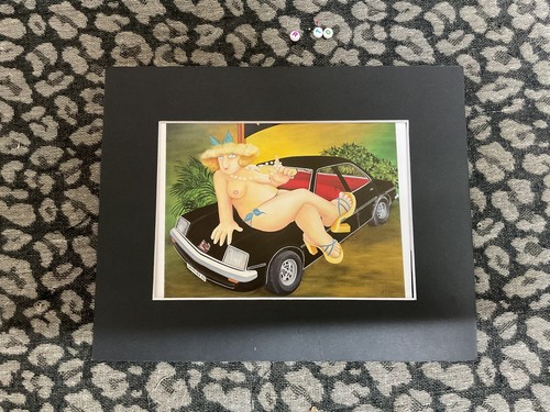 Seltener Beryl Cook Kunstdruck, montiert, gedruckt 1988, selteneres frühes freches Kunstwerk
