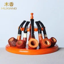 MUXIANG Rosewood Tobacco Pipes Stands Rack Shelf Stand Holder Rack for 5 Pipes