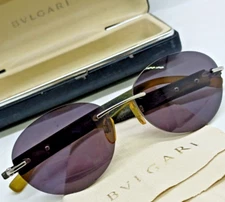 RARE LAXURY BVLGARI NATURAL HORN EYEWEAR SUNGLASSES RIMLESS SILVER ITALY UNISEX