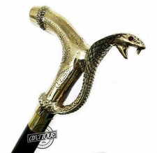 Antique Brass Victorian Handle Walking Stick Cane Heavy Cobra Vintage cane gift