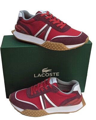 New 100% Lacoste Brand Men Shoes L-Spin Deluxe 224 Casual Sneakers Shoes Red