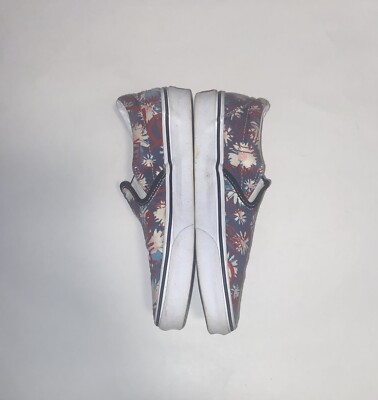 Vans Mens 5.5 Shoes Classic Slip On Floral Crew Red Blue  display picture 1