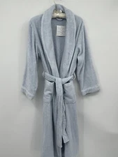 Spa Essentials Robe Womens Size Small Grayish-Lavender Cotton Turkish Tie Waist