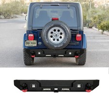 Vijay For 1987-2006 Jeep Wrangler Yjtj Steel Rear Bumper With Led Lightd-ring