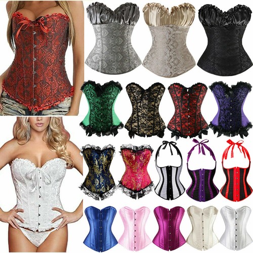Women Lace Up Underbust Waist Corset Princess Dress Tops Bustier Shaper - Picture 4 of 78