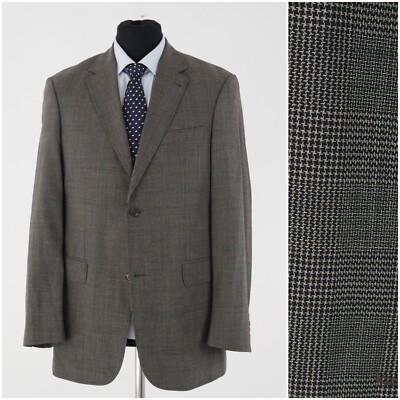Mens DIGEL Size US 42R Plaid Prince of Wales Grey Wool Blazer Sport Coat Jacket