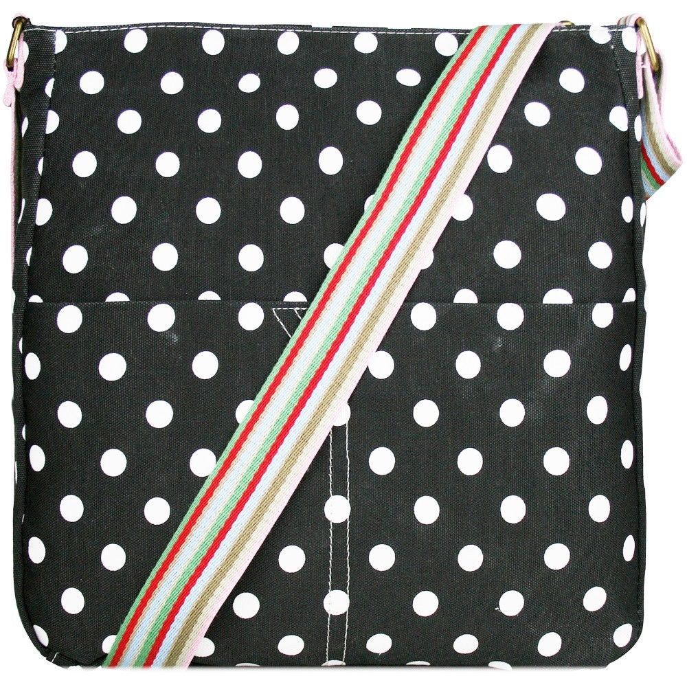 【THEAIRTOWN】 polka messenger bag★2color Cartoon Polka Dots Canvas Saddle Cross-body Shoulder