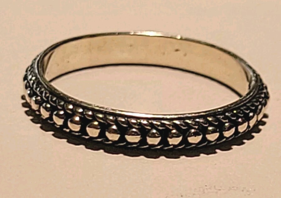 925 Sterling Silver Bead Design Stackable Band Ri… - image 8