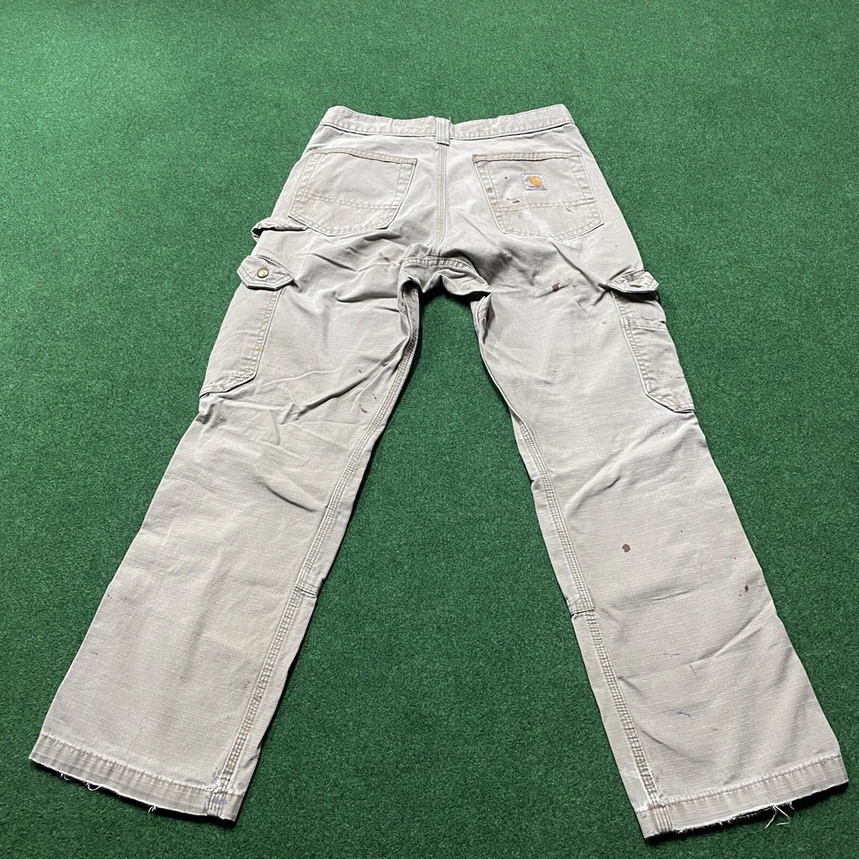 Vintage Carhartt Rip Stop Cargo Pants Mens 30 Tan Khaki Carpenter Jeans 30x29 - Image 4 of 4